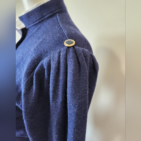 Wool button down dress. Navy. - Picture 4 of 8